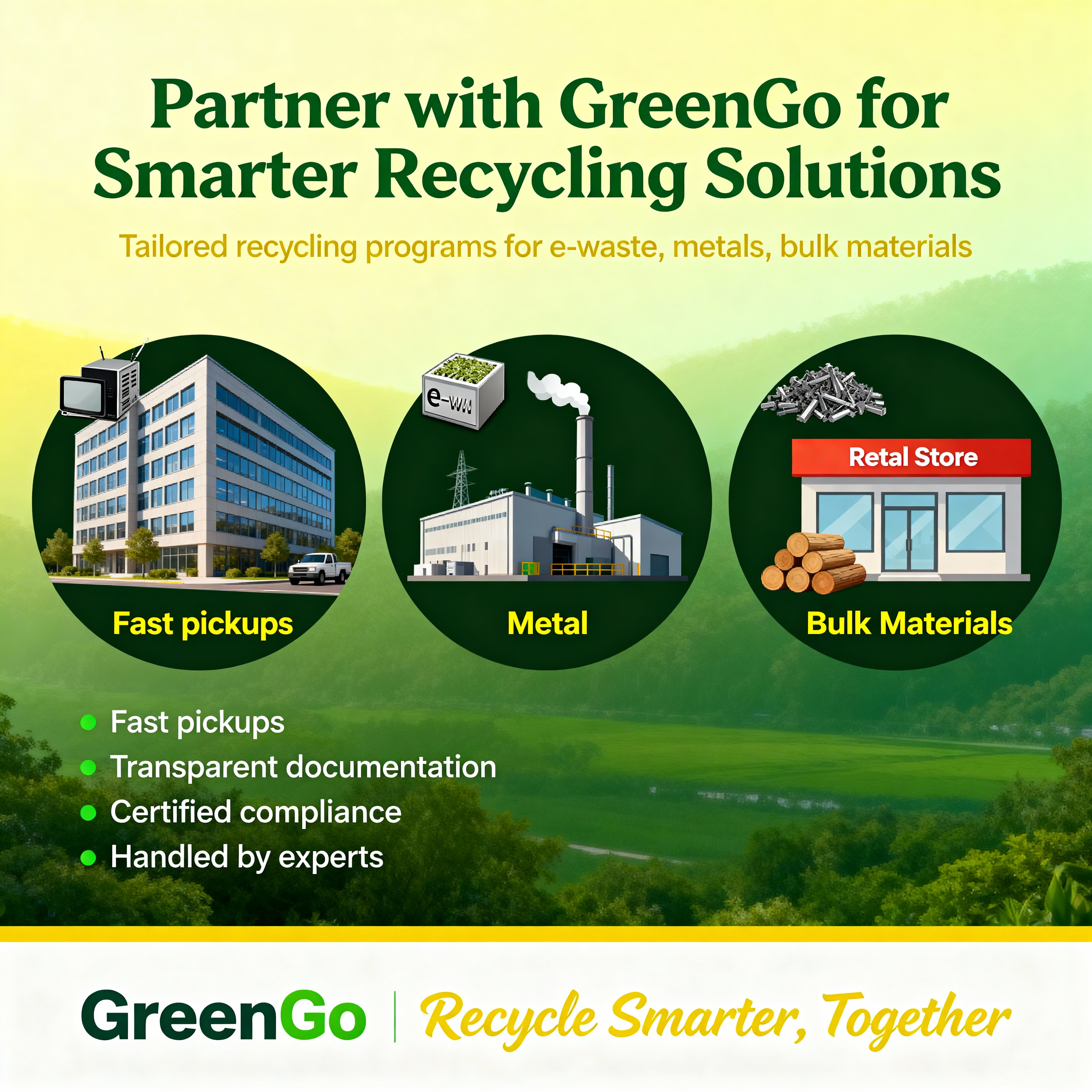 Business recycling pickup service for warehouses and offices